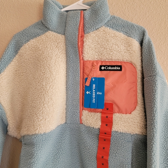 Columbia Lodge Sherpa Pullover in Stone Blue NWT - Picture 3 of 3